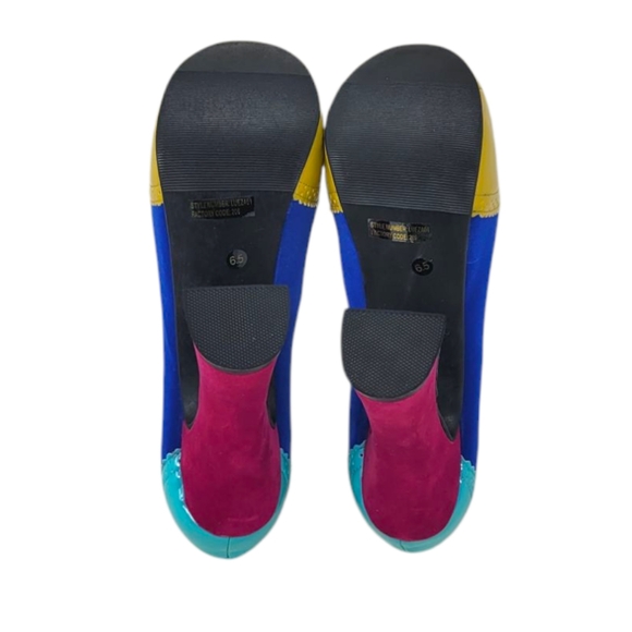 Color Block Lace Up Oxford Platform Heels - Picture 8 of 9